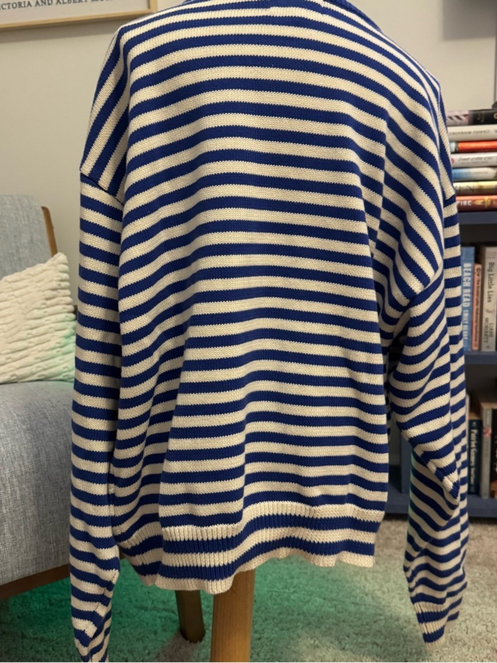 NWOT Sonderhaus "I Can't Believe It's Not Vintage" Crewneck in Cobalt Stripe - Picture 7 of 9